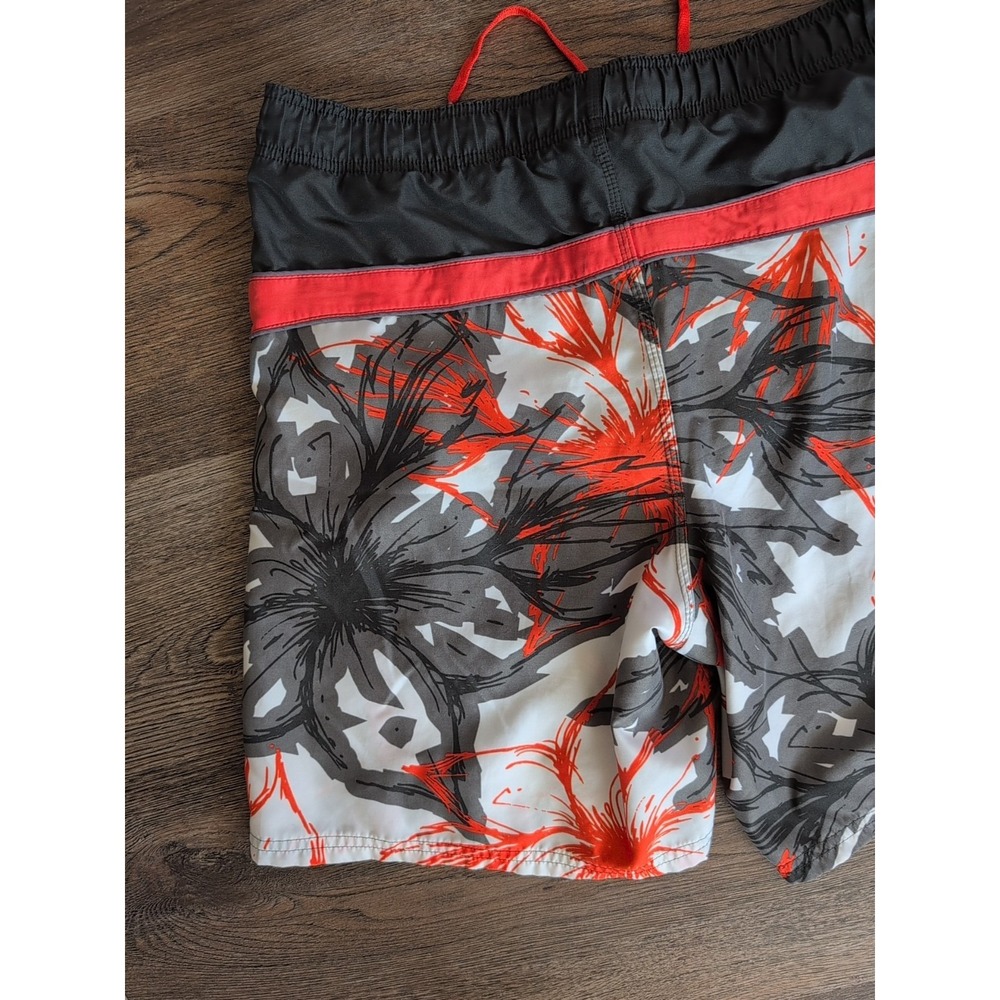 Nike Swim Mens Board Shorts Floral Tropical Print Orange Grey White Size Medium - Picture 12 of 14